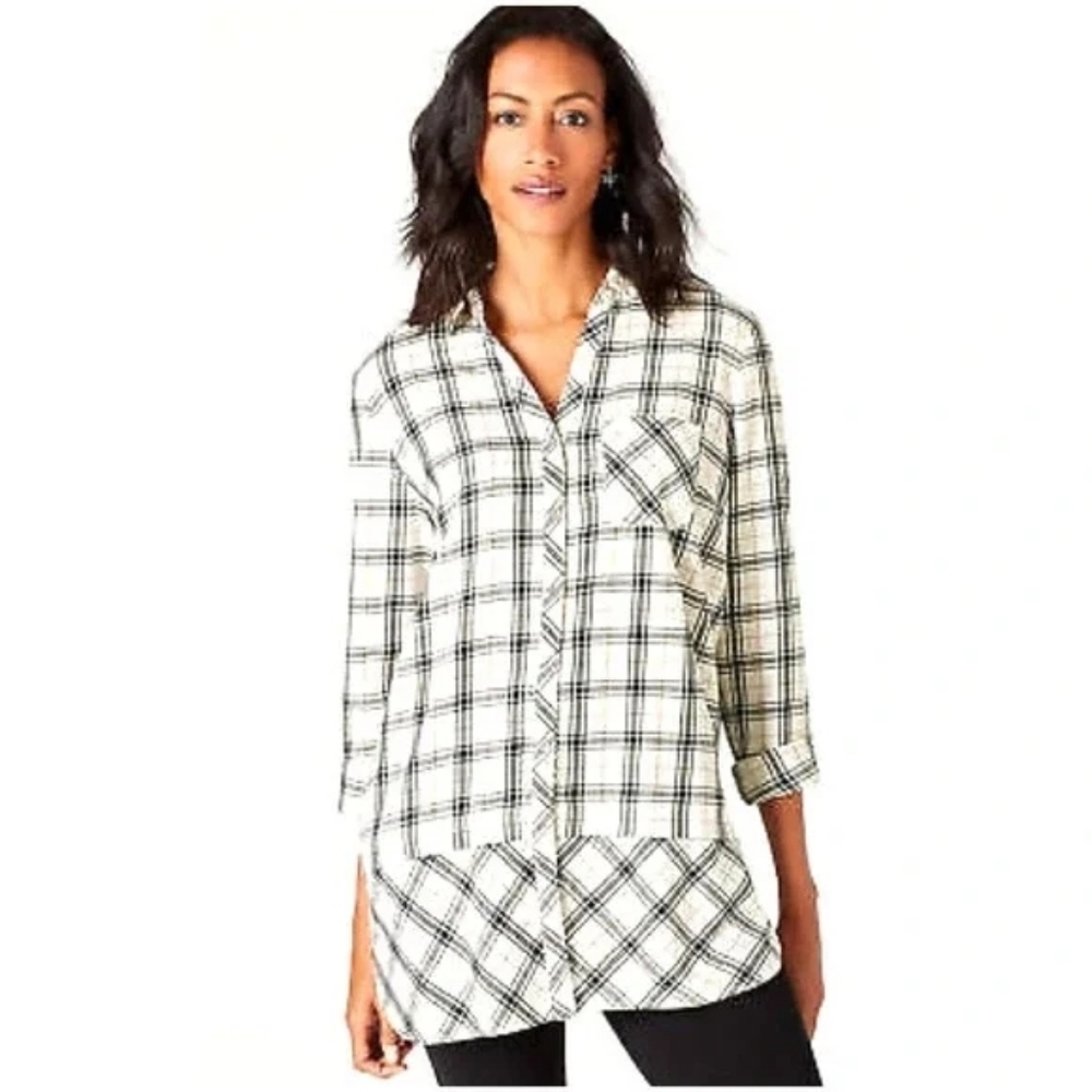 J. Jill Plaid Button-Up Women's Top